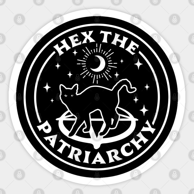 Hex The Patriarchy Feminist Witch Halloween Cat Gothic Goth Sticker by OrangeMonkeyArt